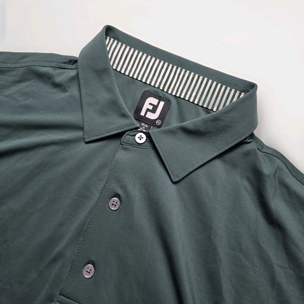 FootJoy Polo Shirt Mens 2XL Green Solid Golf Performance Stretch